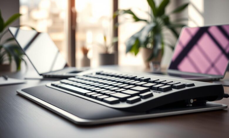 Ergonomische Tastatur am Arbeitsplatz